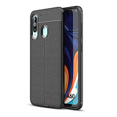 Coque Silicone Gel Motif Cuir Housse Etui WL1 pour Samsung Galaxy M40 Noir