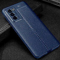 Coque Silicone Gel Motif Cuir Housse Etui WL1 pour Vivo iQOO 9 SE 5G Bleu