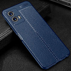 Coque Silicone Gel Motif Cuir Housse Etui WL1 pour Vivo iQOO U5 5G Bleu