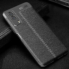 Coque Silicone Gel Motif Cuir Housse Etui WL1 pour Vivo iQOO Z5x 5G Noir