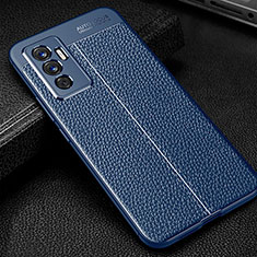 Coque Silicone Gel Motif Cuir Housse Etui WL1 pour Vivo V23e 5G Bleu