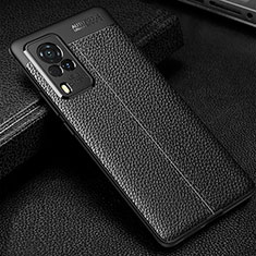 Coque Silicone Gel Motif Cuir Housse Etui WL1 pour Vivo X60 Pro 5G Noir