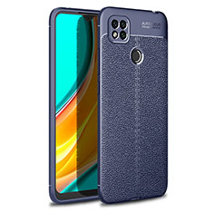 Coque Silicone Gel Motif Cuir Housse Etui WL1 pour Xiaomi POCO C3 Bleu