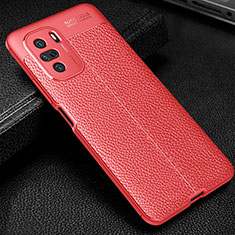 Coque Silicone Gel Motif Cuir Housse Etui WL1 pour Xiaomi Poco F3 5G Rouge