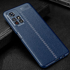 Coque Silicone Gel Motif Cuir Housse Etui WL1 pour Xiaomi Poco M4 Pro 5G Bleu