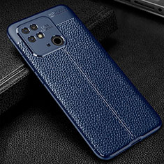 Coque Silicone Gel Motif Cuir Housse Etui WL1 pour Xiaomi Redmi 10 India Bleu