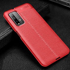 Coque Silicone Gel Motif Cuir Housse Etui WL1 pour Xiaomi Redmi 9 Power Rouge