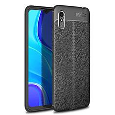 Coque Silicone Gel Motif Cuir Housse Etui WL1 pour Xiaomi Redmi 9A Noir