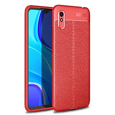 Coque Silicone Gel Motif Cuir Housse Etui WL1 pour Xiaomi Redmi 9AT Rouge