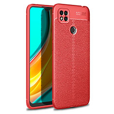 Coque Silicone Gel Motif Cuir Housse Etui WL1 pour Xiaomi Redmi 9C NFC Rouge
