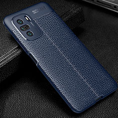 Coque Silicone Gel Motif Cuir Housse Etui WL1 pour Xiaomi Redmi K40 Pro 5G Bleu