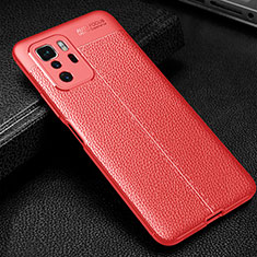 Coque Silicone Gel Motif Cuir Housse Etui WL1 pour Xiaomi Redmi Note 10 Pro 5G Rouge