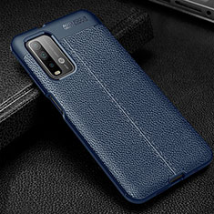 Coque Silicone Gel Motif Cuir Housse Etui WL1 pour Xiaomi Redmi Note 9 4G Bleu