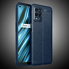 Coque Silicone Gel Motif Cuir Housse Etui WL2 pour Realme 8 5G Bleu