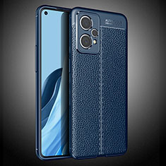 Coque Silicone Gel Motif Cuir Housse Etui WL2 pour Realme 9 4G Bleu