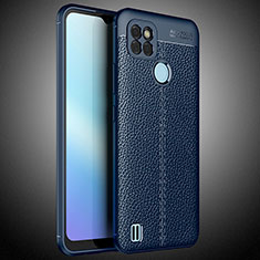 Coque Silicone Gel Motif Cuir Housse Etui WL2 pour Realme C21Y Bleu