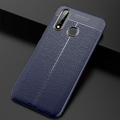 Coque Silicone Gel Motif Cuir Housse Etui WL2 pour Vivo iQOO U3 4G Bleu