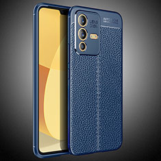 Coque Silicone Gel Motif Cuir Housse Etui WL2 pour Vivo V23 5G Bleu