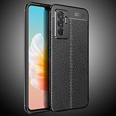 Coque Silicone Gel Motif Cuir Housse Etui WL2 pour Vivo V23e 5G Noir