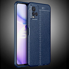 Coque Silicone Gel Motif Cuir Housse Etui WL2 pour Vivo Y21 Bleu