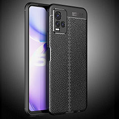 Coque Silicone Gel Motif Cuir Housse Etui WL2 pour Vivo Y21 Noir