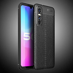 Coque Silicone Gel Motif Cuir Housse Etui WL2 pour Vivo Y73s 5G Noir