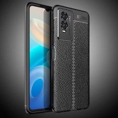 Coque Silicone Gel Motif Cuir Housse Etui WL2 pour Vivo Y74s 5G Noir