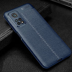 Coque Silicone Gel Motif Cuir Housse Etui WL2 pour Xiaomi Mi 10T 5G Bleu