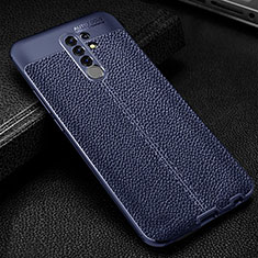 Coque Silicone Gel Motif Cuir Housse Etui WL2 pour Xiaomi Poco M2 Bleu