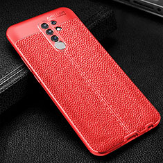 Coque Silicone Gel Motif Cuir Housse Etui WL2 pour Xiaomi Poco M2 Rouge