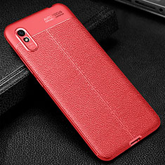 Coque Silicone Gel Motif Cuir Housse Etui WL2 pour Xiaomi Redmi 9A Rouge