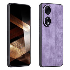 Coque Silicone Gel Motif Cuir Housse Etui YZ1 pour Huawei Honor 90 5G Violet Clair