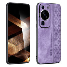 Coque Silicone Gel Motif Cuir Housse Etui YZ1 pour Huawei P60 Pro Violet Clair