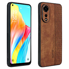 Coque Silicone Gel Motif Cuir Housse Etui YZ1 pour Oppo A78 4G Marron