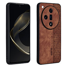 Coque Silicone Gel Motif Cuir Housse Etui YZ1 pour Oppo Find X7 5G Marron