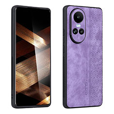 Coque Silicone Gel Motif Cuir Housse Etui YZ1 pour Oppo Reno10 Pro 5G Violet Clair