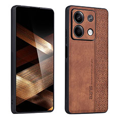 Coque Silicone Gel Motif Cuir Housse Etui YZ1 pour Xiaomi Redmi Note 13 5G Marron