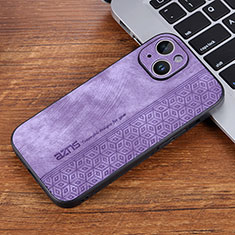 Coque Silicone Gel Motif Cuir Housse Etui YZ2 pour Apple iPhone 15 Pro Max Violet Clair