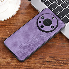 Coque Silicone Gel Motif Cuir Housse Etui YZ2 pour Huawei Mate 60 Pro Violet Clair