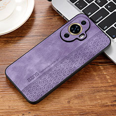 Coque Silicone Gel Motif Cuir Housse Etui YZ2 pour Huawei Nova 11 Pro Violet Clair