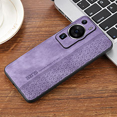 Coque Silicone Gel Motif Cuir Housse Etui YZ2 pour Huawei P60 Pro Violet Clair