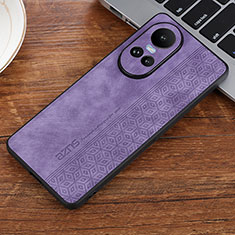 Coque Silicone Gel Motif Cuir Housse Etui YZ2 pour Oppo Reno10 Pro 5G Violet Clair