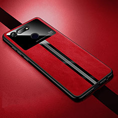 Coque Silicone Gel Motif Cuir Housse Etui Z01 pour Huawei Honor View 20 Rouge