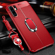 Coque Silicone Gel Motif Cuir Housse Etui Z02 pour Huawei P30 Pro Rouge