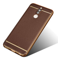 Coque Silicone Gel Motif Cuir pour Huawei Maimang 6 Marron