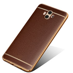 Coque Silicone Gel Motif Cuir pour Huawei Mate 10 Marron