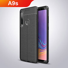 Coque Silicone Gel Motif Cuir pour Samsung Galaxy A9s Noir