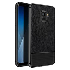 Coque Silicone Gel Motif Cuir Q01 pour Samsung Galaxy A5 (2018) A530F Noir