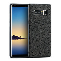 Coque Silicone Gel Motif Cuir Q01 pour Samsung Galaxy Note 8 Duos N950F Noir