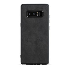 Coque Silicone Gel Motif Cuir R05 pour Samsung Galaxy Note 8 Duos N950F Noir